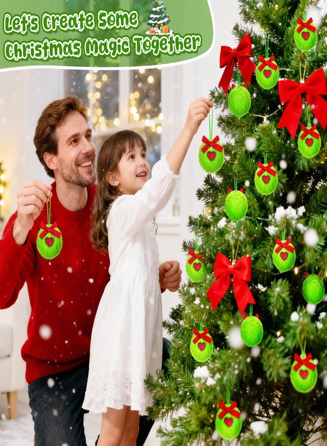 Hysagtek 12 Pcs Lime Green Furry Christmas Ball Ornaments with Red Bow Xmas Furry Elf Faux Fur Pom Pom Ball Hanging Ornaments for Xmas Tree Party Supplies Fireplace Wall Decor Keychain Pendant - Image 5