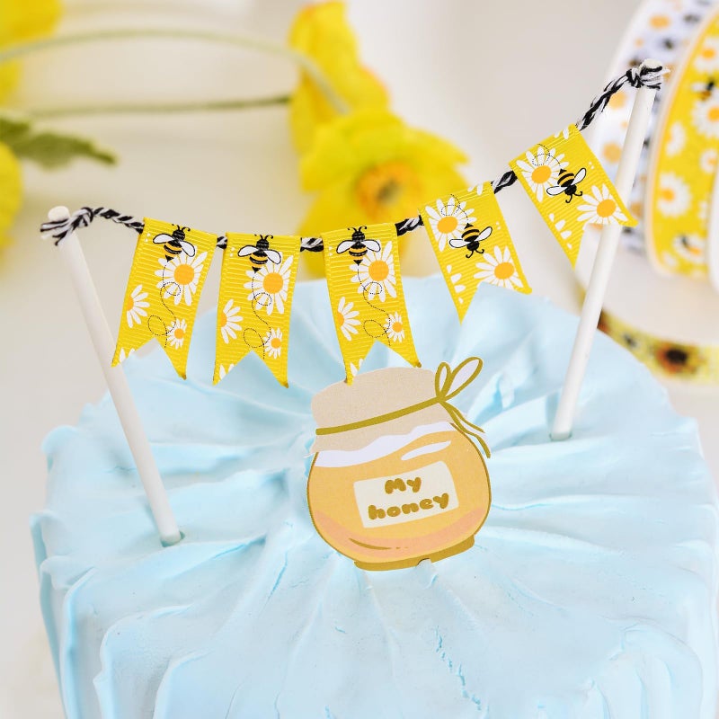 YAMA Bee Grosgrain Ribbon with Bumble Bee Daisy Flower Print Yellow Teacher Ribbon for Crafts Gift Wrapping Hair Bows Party Decoration, 5/8 Inch x 10 Yard - Image 5