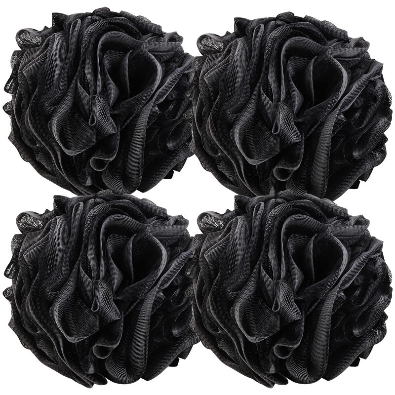 BTYMS 4 Pieces Large Loofah Sponge Shower Puff Bath Scrunchie 75gpc Shower Sponge Body Loofahs Pouf Mesh Pouf for Body