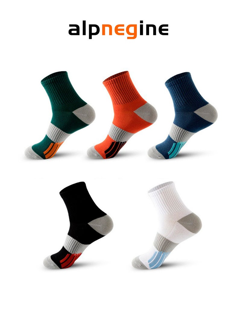 ALPNEGINE Crew Socks (5-Pack) – Lightweight, Sweat-Wicking & Odor-Resistant, Breathable Design for All Season Comfort - Image 1