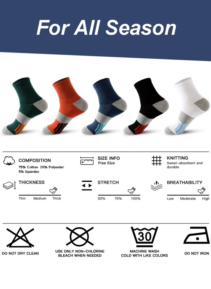 ALPNEGINE Crew Socks (5-Pack) – Lightweight, Sweat-Wicking & Odor-Resistant, Breathable Design for All Season Comfort - Image 4