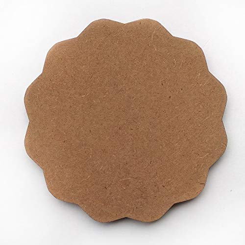 IVEI DIY MDF Circle and Scallop Shaped Coasters - (Set of 12)- for Craft/Activity/Decoupage/Painting/Resin Work (Scallop Shaped) - Image 2