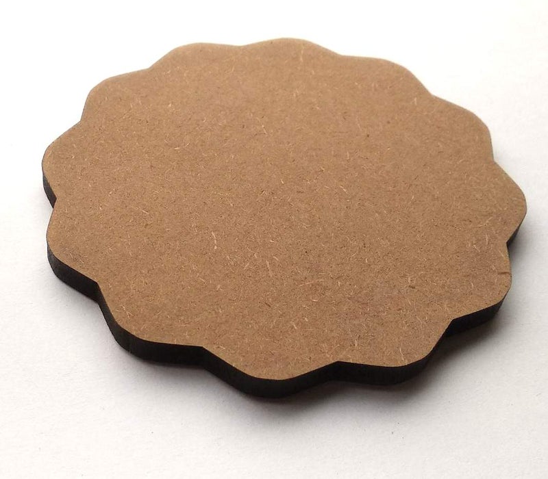 IVEI DIY MDF Circle and Scallop Shaped Coasters - (Set of 12)- for Craft/Activity/Decoupage/Painting/Resin Work (Scallop Shaped) - Image 3