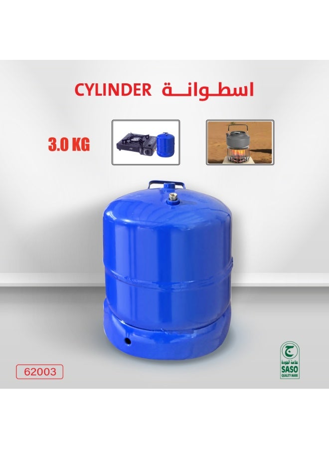 CAMPING FAMILY Refillable Gas Cylinder For Travel, 3 kg Blue With Head - Image 1
