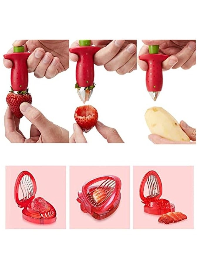 erorex Strawberry Slicer Set Potatoes Pineapples Carrots, Fruit and Vegetable Picker Tools, Stainless Steel Blade Kitchen Tools and Gadgets - Image 5