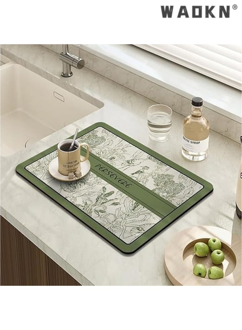 WAOKN Home Coffee Maker Mat for Countertops,Dish Drying Mat,Coffee Bar Decor,Coffee Machine Pads,Absorbent, Washable,Drying Mat for Kitchen Counter  - Image 1