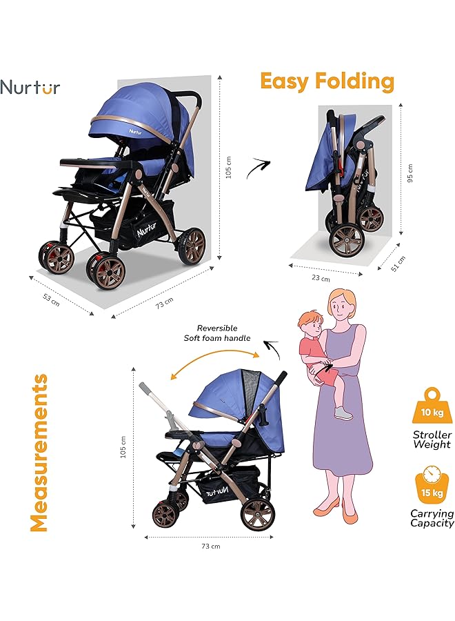 Nurtur Wilder Baby Kids Travel Stroller 0 3 Years Storage Basket Detachable Food Tray 5 Point Safety - Image 3