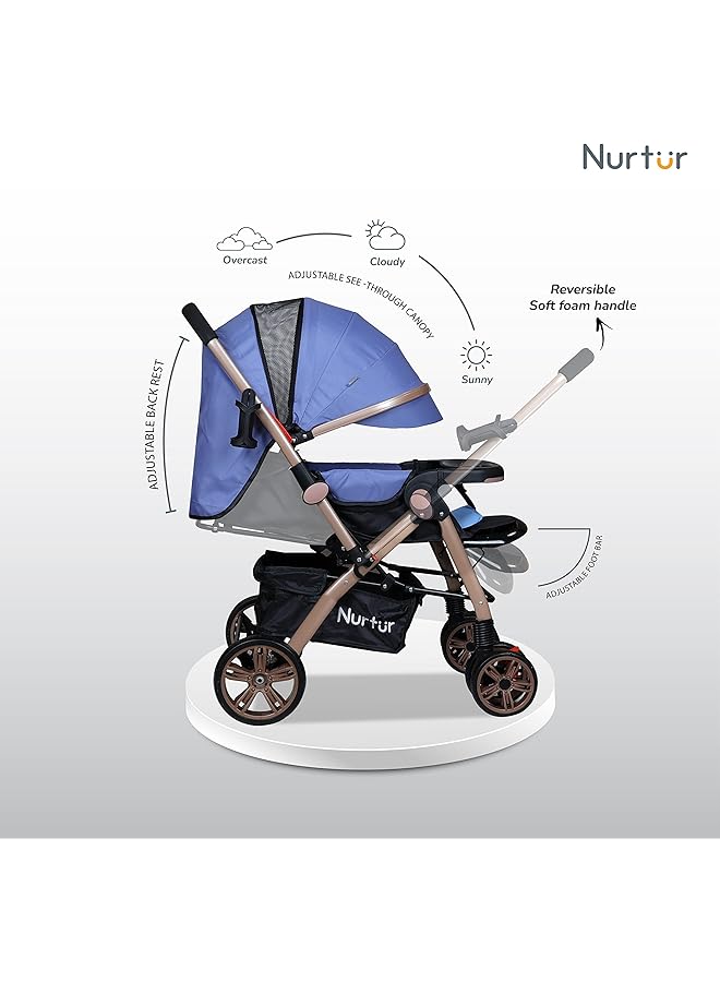 Nurtur Wilder Baby Kids Travel Stroller 0 3 Years Storage Basket Detachable Food Tray 5 Point Safety - Image 5