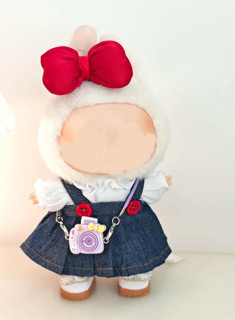 Clothes for Labubu, Toys Accessories Set(No doll), Including White T-shirt, Dress, Shoes, Hairpins, Cameras, Doll Accessories - Image 2