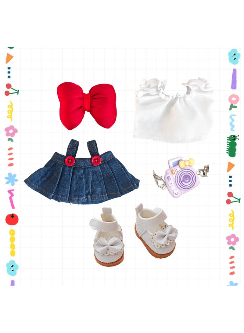Clothes for Labubu, Toys Accessories Set(No doll), Including White T-shirt, Dress, Shoes, Hairpins, Cameras, Doll Accessories - Image 4