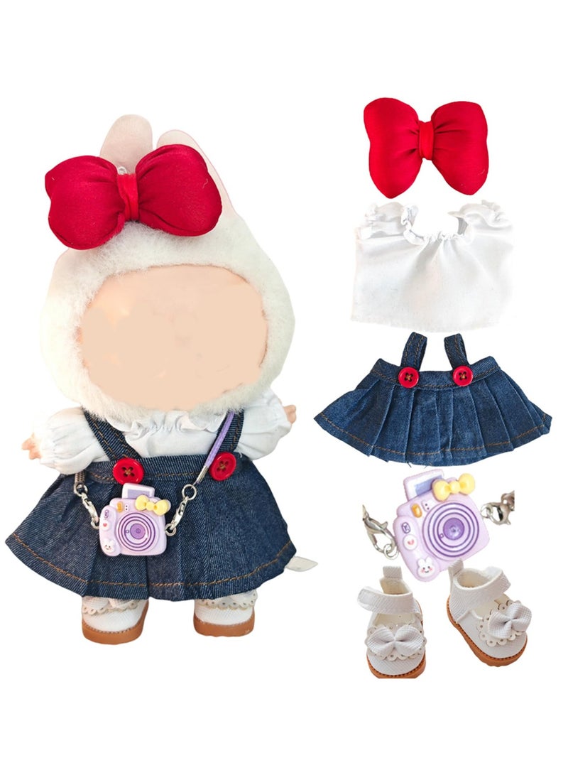 Clothes for Labubu, Toys Accessories Set(No doll), Including White T-shirt, Dress, Shoes, Hairpins, Cameras, Doll Accessories - Image 1