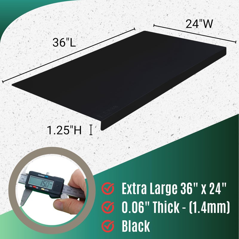 NEOZENSE Extra Large Silicone Mats for Crafts with "Edge Protection" â€“ Silicone Table Mat â€“ Multipurpose Heat Resistant Silicone Mat â€“ No Folds or Wrinkles â€“ 1.4mm Thick, 36"x24", Black - Image 3