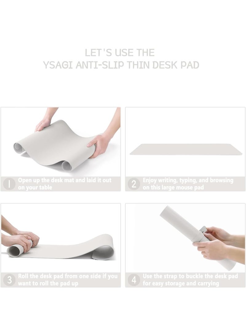 YSAGi وسادة مكتب جلدية غير قابلة للانزلاق من YSAGi، وسادة كمبيوتر محمول مقاومة للماء، واقي طاولة، وسادة ماوس كبيرة للمكتب/العمل/المنزل/الديكور (رمادي مشمش، 31.5" × 15.7") - Image 2