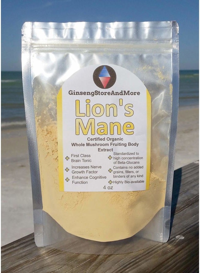 GinsengStoreAndMore 4oz Organic Lion's Mane Mushroom Extracted From Real Mushroom Fruiting Bodies from Nammex | >35% Beta-Glucans | Hericium erinaceus | β-Glucan Energy, Mental Health, Immune System, Nerve Growth Facor  - Image 3
