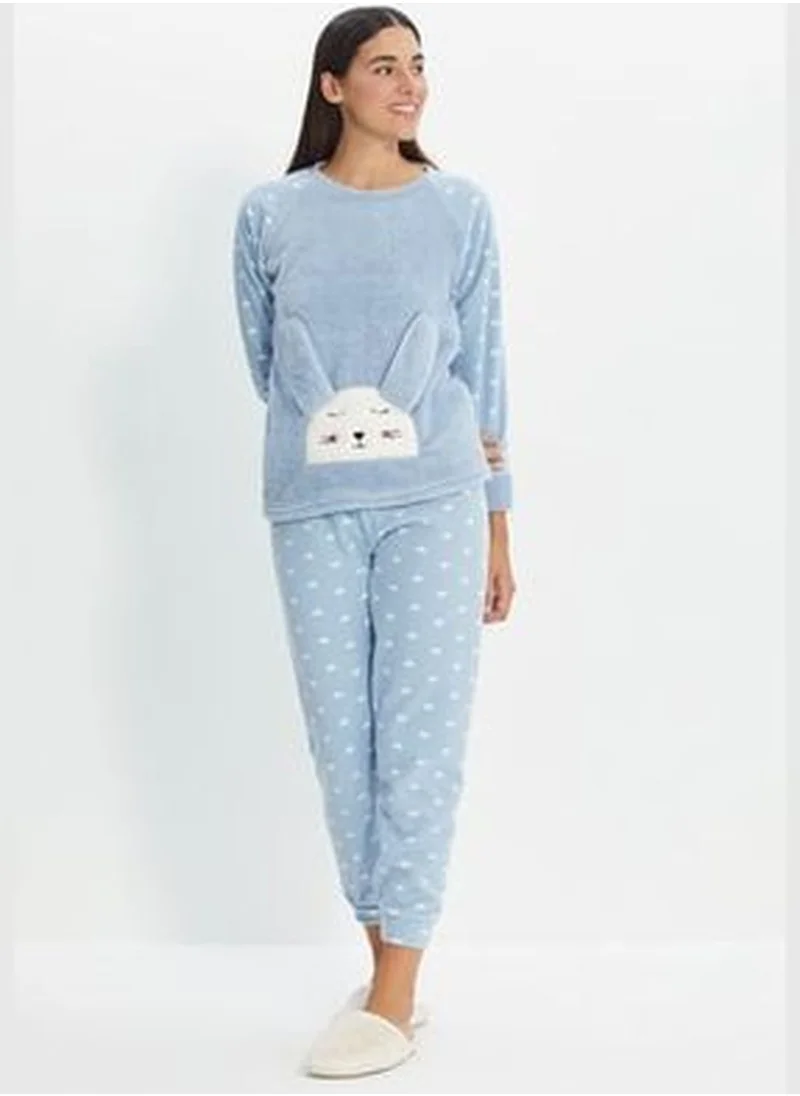 trendyol Blue 3-pack Plush Knitted Pajamas Set THMAW21PT0666