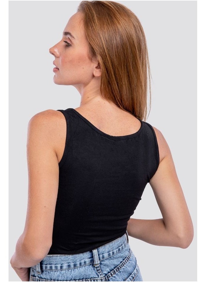 Mesery - Mesery Women's Cotton Stretch Plain Tank Top - BLack - Image 1