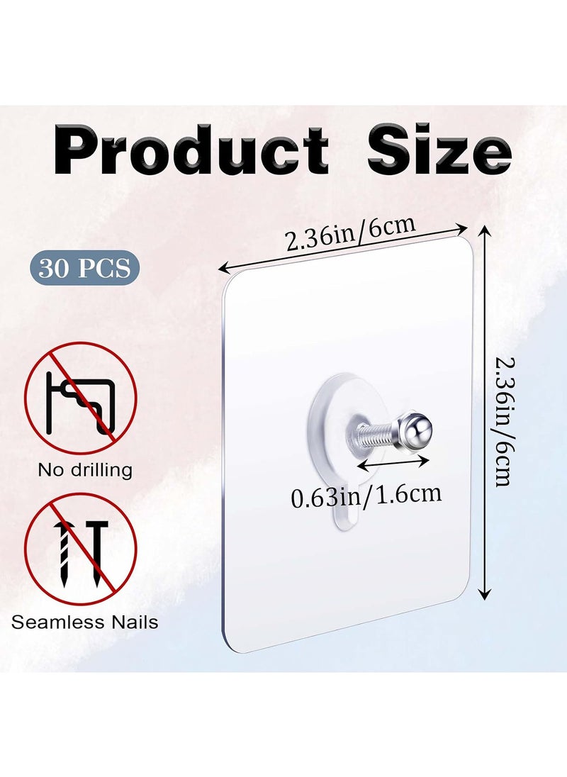 30 Piceces Wall Hooks for Hanging,Screw Free Sticker for Mount Wall Shelf, 2 in 1 Adhesive Hooks Heavy Duty, Waterproof Rustproof and Oilproof for Kitchen, Bathroom, Home, Office  - Image 2