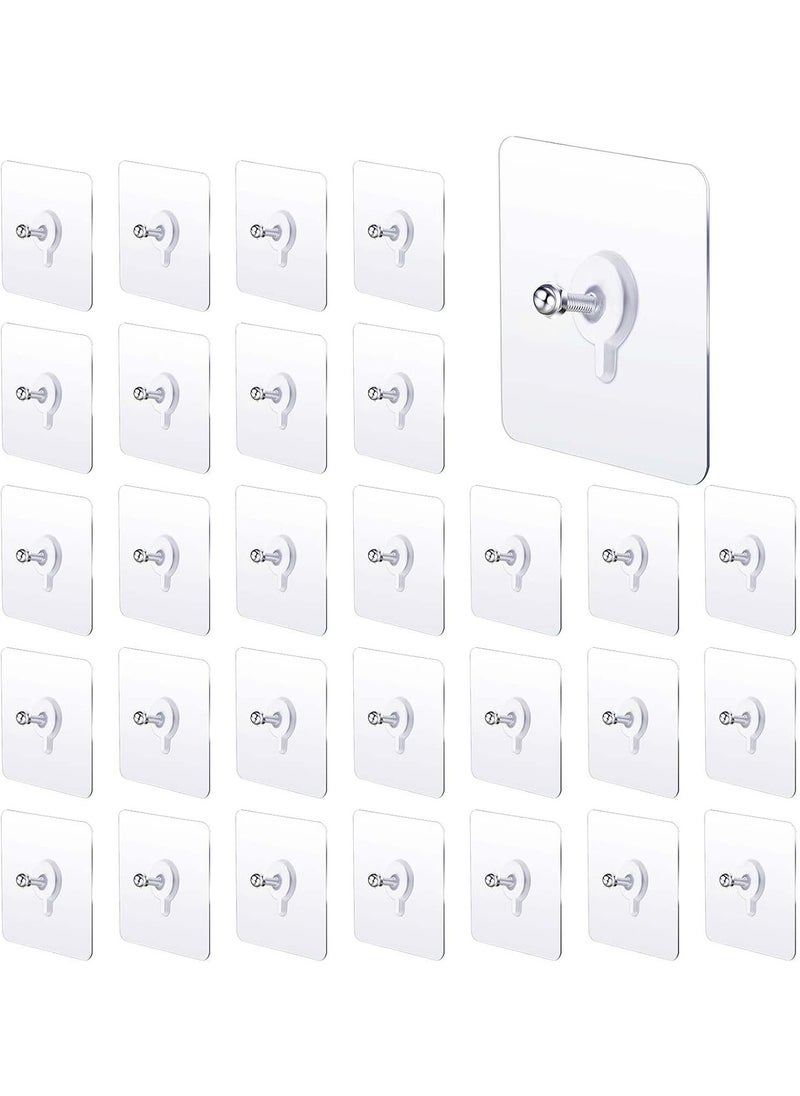 30 Piceces Wall Hooks for Hanging,Screw Free Sticker for Mount Wall Shelf, 2 in 1 Adhesive Hooks Heavy Duty, Waterproof Rustproof and Oilproof for Kitchen, Bathroom, Home, Office  - Image 1