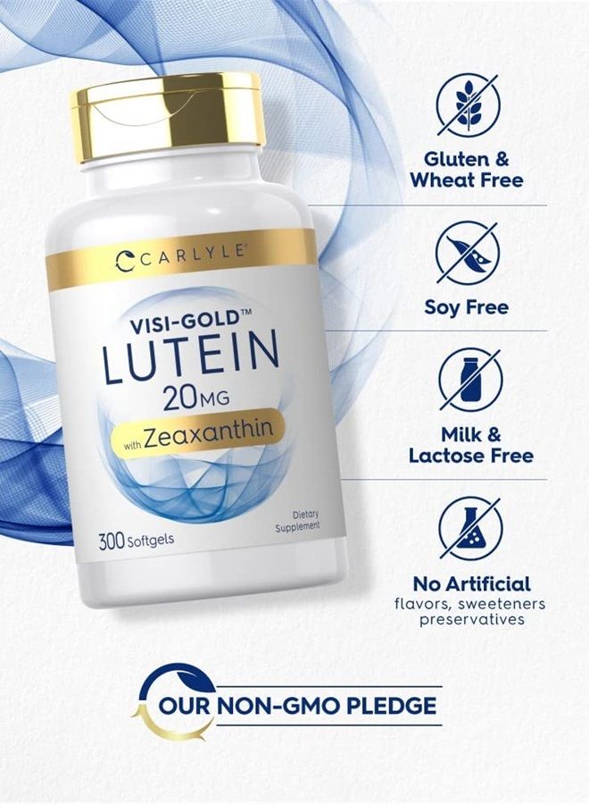 Carlyle Lutein and Zeaxanthin 20mg | 300 Softgels | Eye Health Vitamins | Non-GMO & Gluten Free Supplement - Image 4