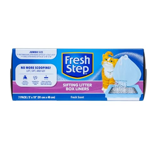 Fresh Step Jumbo Sifting Drawstring Cat Litter Box Liners Heavy Duty Kitty Litter Bags for Extra Large Oval or Rectangle Pans Helps Separate Waste for Easier Cleanup 36 x 19 in 7 Ct - Image 1