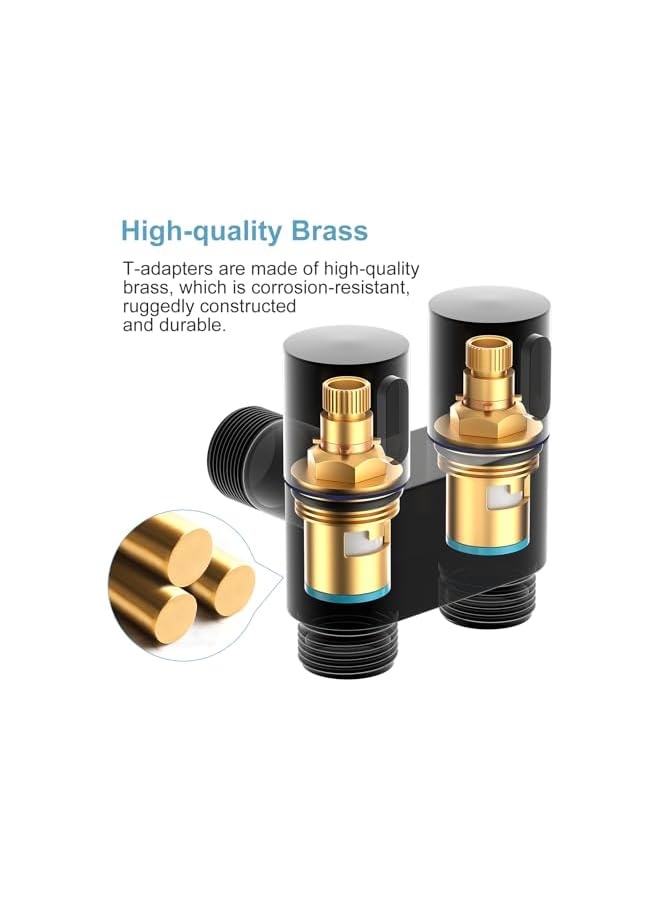 The Bros رشاش بيديت محمول للمرحاض، صمام تحكم مزدوج 1 في 2، مجموعة رشاش مرحاض مصغرة لغسل المؤخرة، ملحق دش يدوي للغسالة والمرحاض (أسود) - Image 4