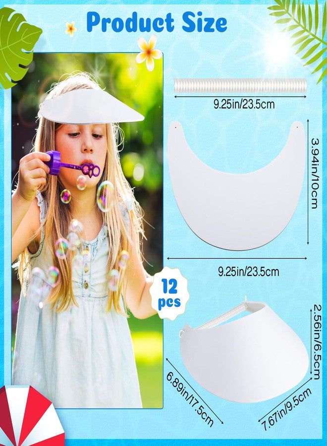 Bunnycool 12 Pcs DIY Foam Visors Summer White Foam Visors Adjustable String DIY Craft for Beach Pool Golf Tennis Outdoor - Image 2