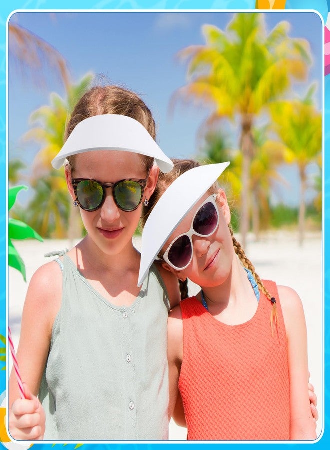 Bunnycool 12 Pcs DIY Foam Visors Summer White Foam Visors Adjustable String DIY Craft for Beach Pool Golf Tennis Outdoor - Image 4