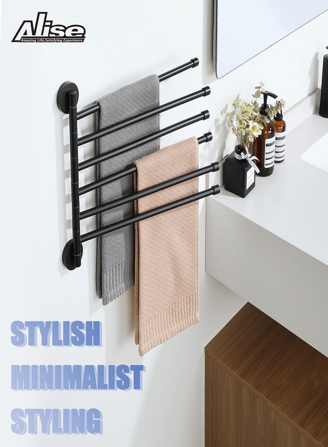 Alise Swivel Towel Rack,Folding 6 Arms Hand Towel Bars Towel Hanger for Bathroom,Wall Mount Drying Racks for Laundry,SUS304 Stainless Steel Swing Out Towel Holder Storage Space Saving,Matte Black - Image 3