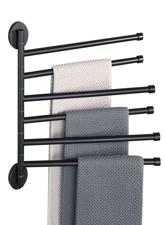 Alise Swivel Towel Rack,Folding 6 Arms Hand Towel Bars Towel Hanger for Bathroom,Wall Mount Drying Racks for Laundry,SUS304 Stainless Steel Swing Out Towel Holder Storage Space Saving,Matte Black - Image 1