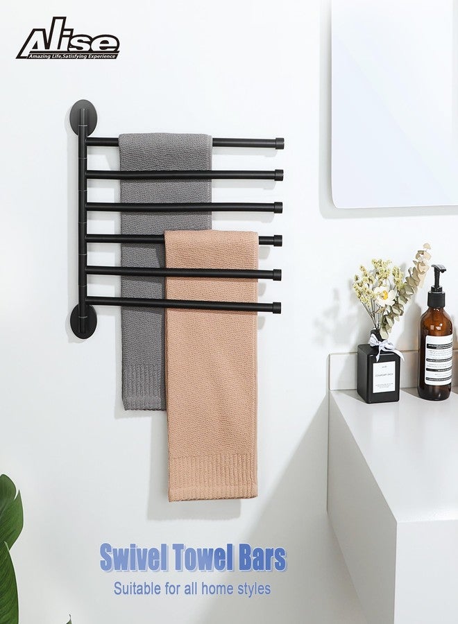 Alise Swivel Towel Rack,Folding 6 Arms Hand Towel Bars Towel Hanger for Bathroom,Wall Mount Drying Racks for Laundry,SUS304 Stainless Steel Swing Out Towel Holder Storage Space Saving,Matte Black - Image 2