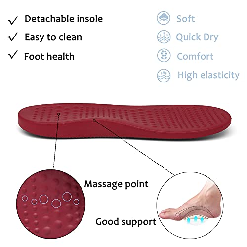 ChayChax Men's and Women's Arch Support Clogs Garden Shoes Slip-on Outdoor Beach Slippers with Removable Cushion Footbed, Black Red, 9.5-10.5 Women/8-9 Men - Image 4