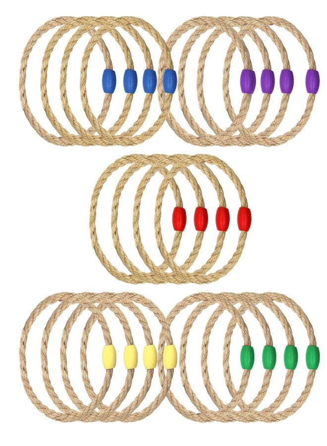 DONZWIYES 20 Pack Multicolor Sisal Rope Ring Toss Game Replacement Parts for Adults and Kids, Outdoor Toss Rings for Agility/Speed Practice and Yard/Lawn Game for Party(5 Colors-Blue Purple Red Yellow Green) - Image 1