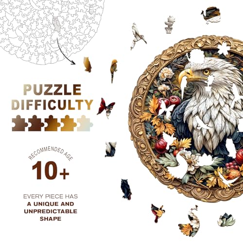 Purdicra Wooden Puzzles for Adults Retro Eagle Wooden Jigsaw Puzzle Unique Animal Shaped Wood Puzzles Adult Christmas Birthday Gifts for FriendsFamily Home Decor 134 134in 290pcs - Image 5