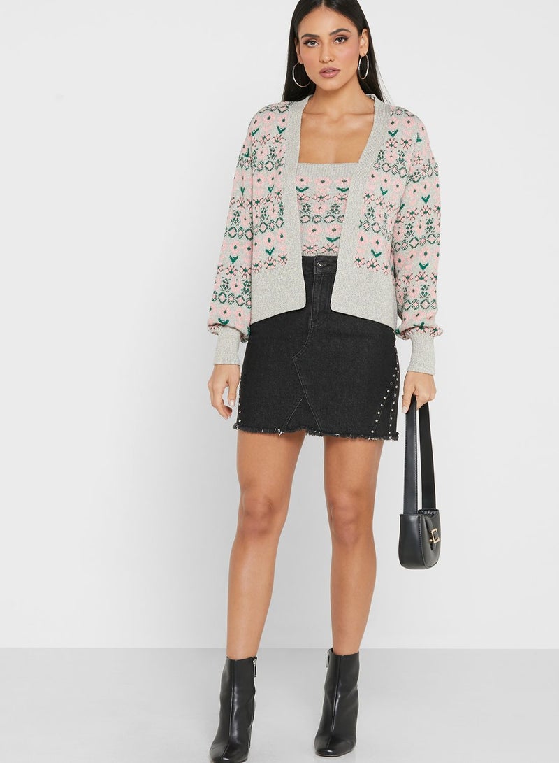 Printed Knitted Cardigan