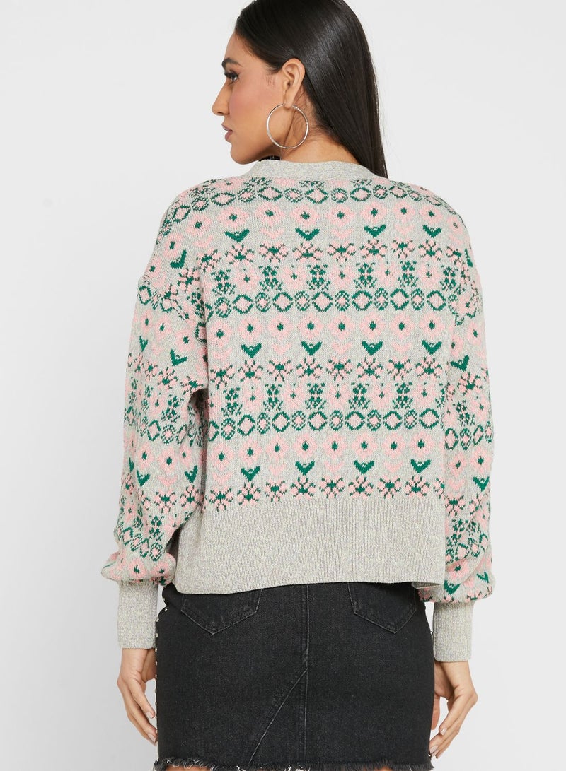 Printed Knitted Cardigan