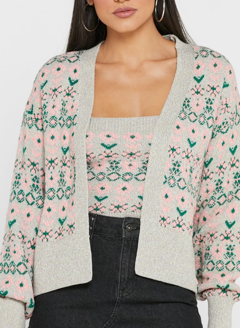 Printed Knitted Cardigan