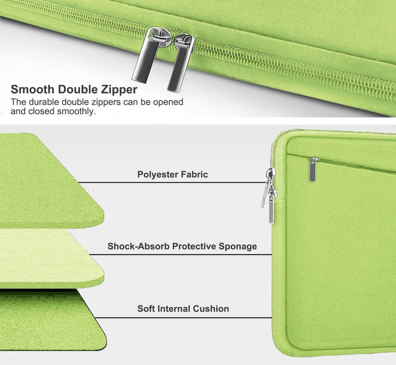 AREYLO Laptop Case 15.6 inch, Slim Computer Carrying Bag Protective Cover Briefcase with Front Pocket, Durable Laptop Cover for 15-16 Inch HP, Dell, Lenovo, Asus, Notebook, Light Green - Image 3