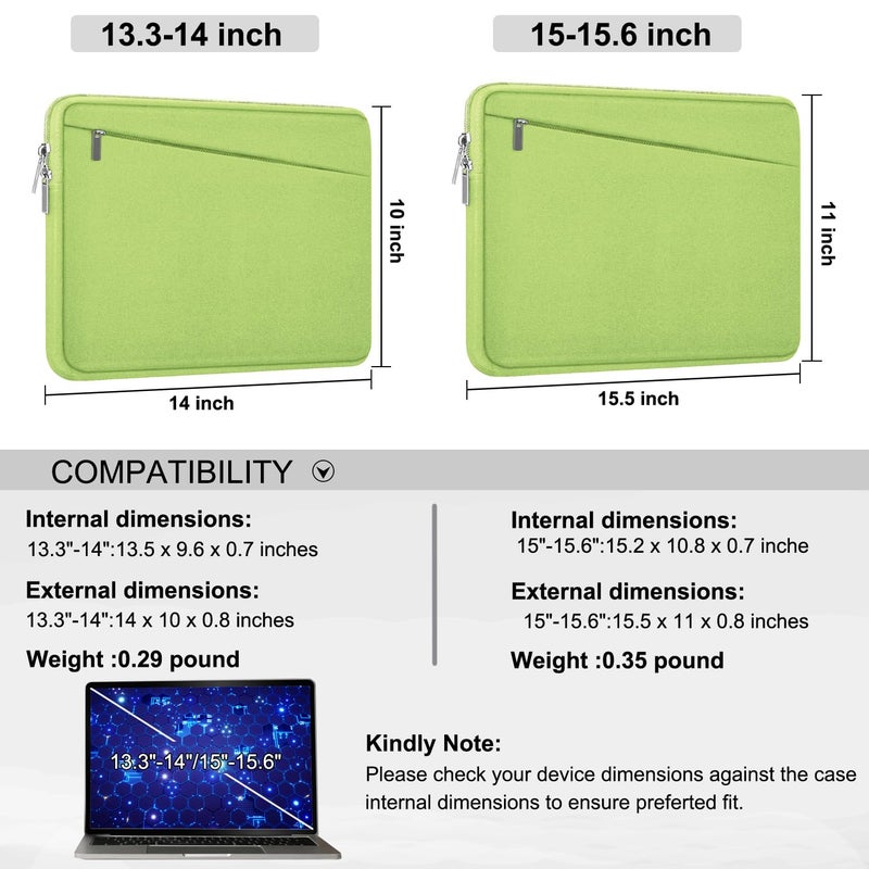 AREYLO Laptop Case 15.6 inch, Slim Computer Carrying Bag Protective Cover Briefcase with Front Pocket, Durable Laptop Cover for 15-16 Inch HP, Dell, Lenovo, Asus, Notebook, Light Green - Image 5