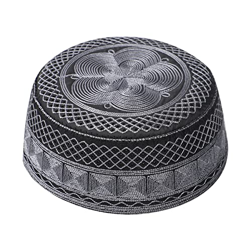 Holiberty Muslim Prayer Kufi Hat for Men Boys Islamic Beanie Skull Cap Prayer Headwear Embroidery Kofia Topi Sun Hat Ramadan Eid Gift - Image 1