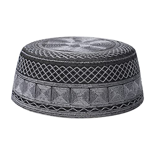 Holiberty Muslim Prayer Kufi Hat for Men Boys Islamic Beanie Skull Cap Prayer Headwear Embroidery Kofia Topi Sun Hat Ramadan Eid Gift - Image 2