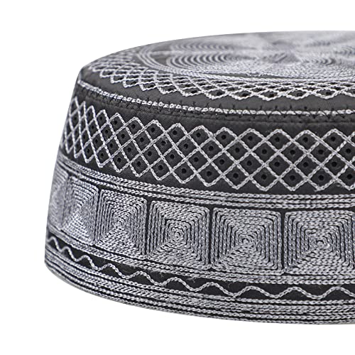 Holiberty Muslim Prayer Kufi Hat for Men Boys Islamic Beanie Skull Cap Prayer Headwear Embroidery Kofia Topi Sun Hat Ramadan Eid Gift - Image 4