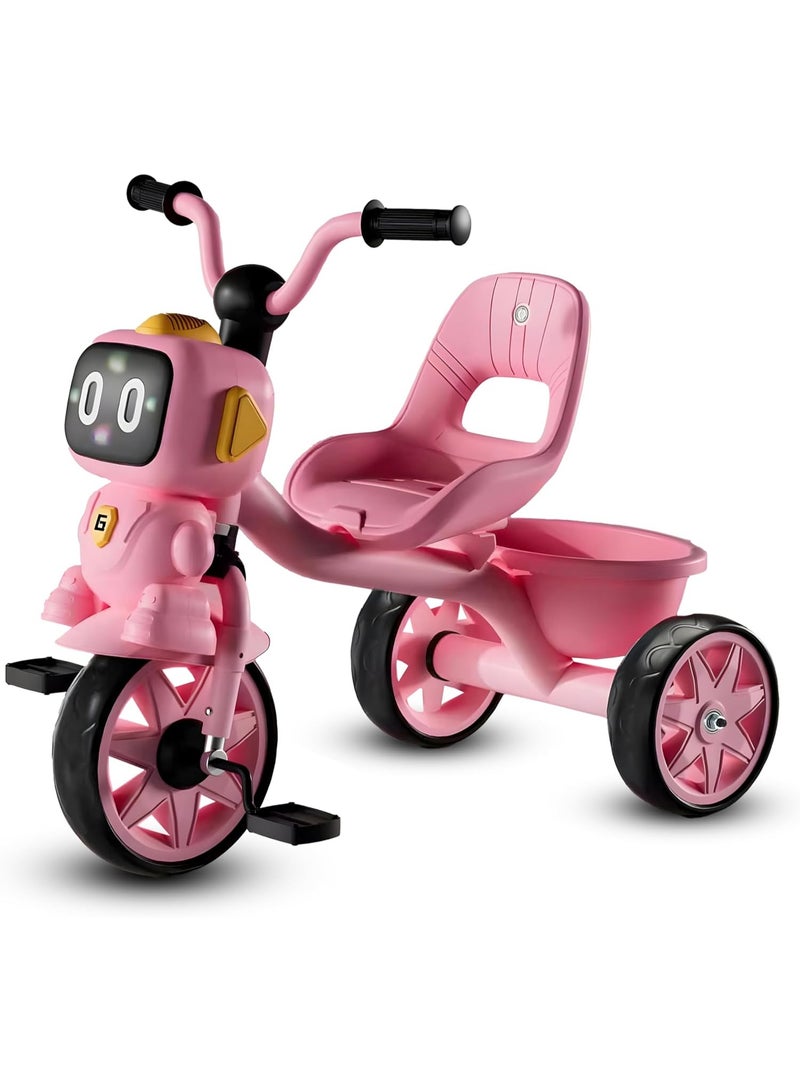 DubaiGallery Toddler Toys Tricycle for Kids 2-5 Years - Balance Bike with Light & Music, Strong Steel Frame, Kids Tricycle with 3 Wheels & Back Storage Basket - Perfect Ride-On Toy for Boys & Girls  - Image 1