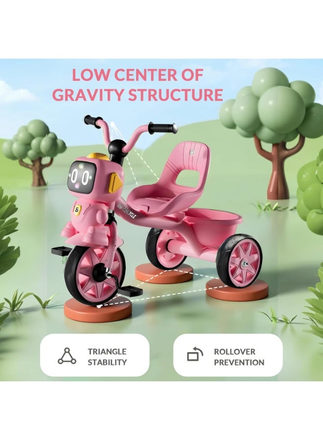 DubaiGallery Toddler Toys Tricycle for Kids 2-5 Years - Balance Bike with Light & Music, Strong Steel Frame, Kids Tricycle with 3 Wheels & Back Storage Basket - Perfect Ride-On Toy for Boys & Girls  - Image 5
