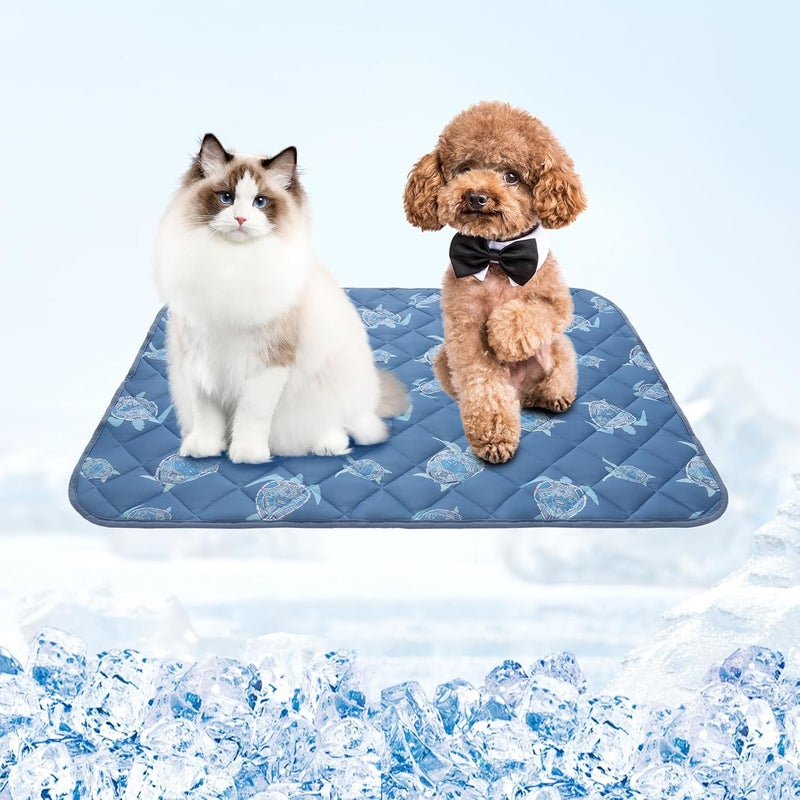 HOMIMP Cool Pet Pad, Summer Cooling Mat & Sleeping Pad, Navy Blue M, 19.5IN x 27.5IN - Image 1