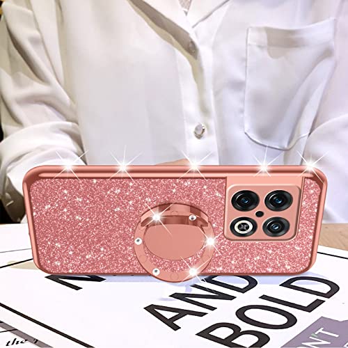 nancheng for OnePlus 10 Pro Case Girls Women Soft TPU Shockproof Protective Cover with Ring Stand Strap Lanyard - Rose Butterfly - Image 3