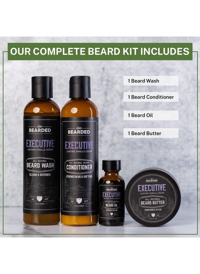 Live Bearded Complete Beard Grooming Kit Executive Beard Conditioner Beard Wash Beard Oil And Beard Butter All Natural Beard Growth Support With Shea Butter Jojoba Oil And More Made In Usa - Image 5