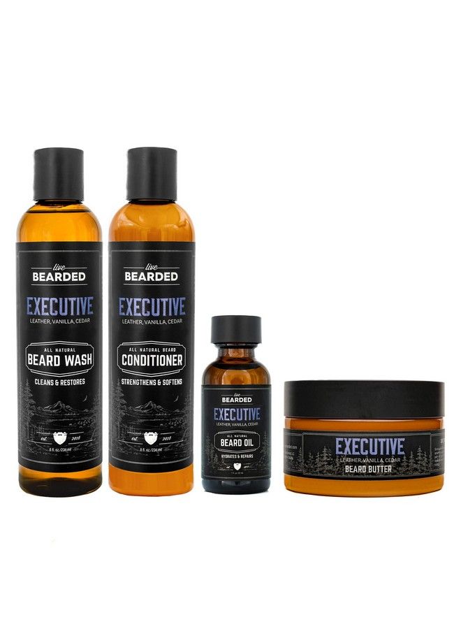 Live Bearded Complete Beard Grooming Kit Executive Beard Conditioner Beard Wash Beard Oil And Beard Butter All Natural Beard Growth Support With Shea Butter Jojoba Oil And More Made In Usa - Image 2