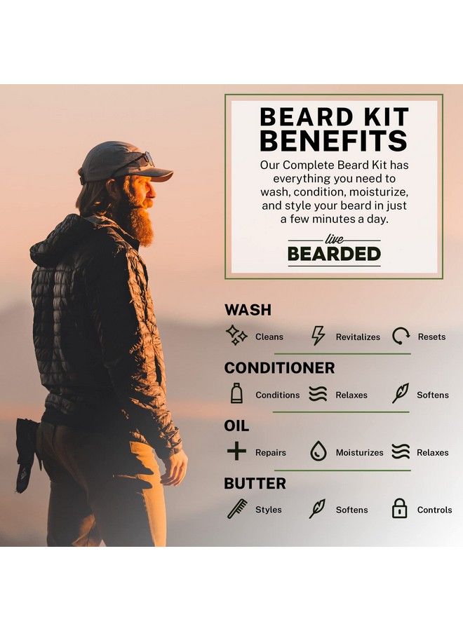 Live Bearded Complete Beard Grooming Kit Executive Beard Conditioner Beard Wash Beard Oil And Beard Butter All Natural Beard Growth Support With Shea Butter Jojoba Oil And More Made In Usa - Image 4