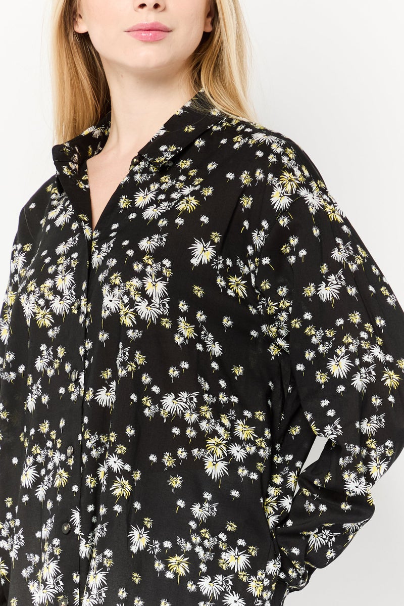 Scotch & Soda Women Spread Collar Long Sleeves Floral Print Shirt, Multicolor  - Image 3