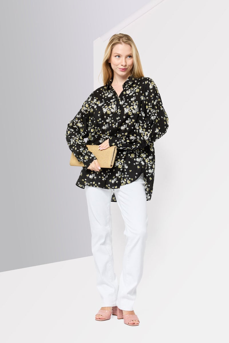 Scotch & Soda Women Spread Collar Long Sleeves Floral Print Shirt, Multicolor  - Image 2